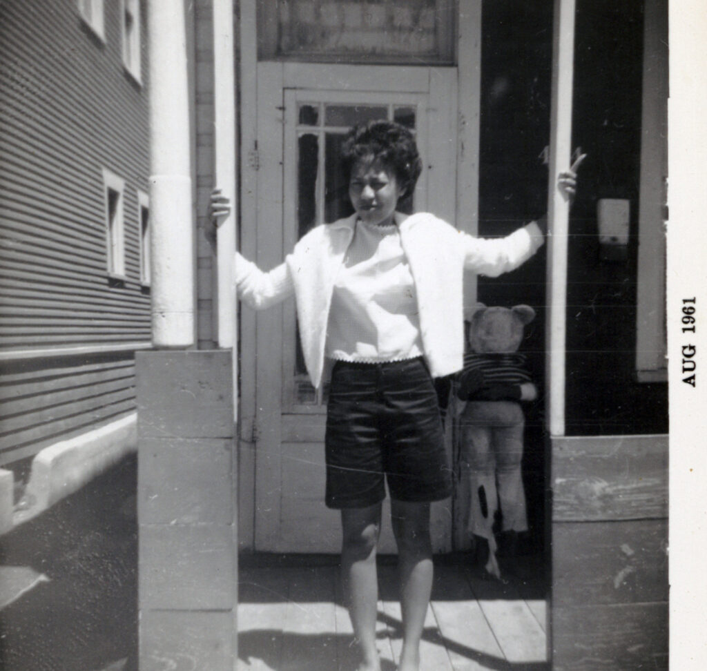 Mom on front porch