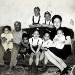 Spring 1946 - Tom, Grandpa, Andy, Fredericka, Kathy, Grandma, Mom (Cecelia), back; Ruth, Bernice 2 (version 2)
