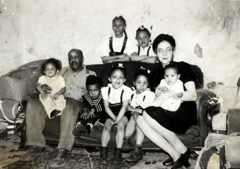 Spring 1946 - Tom, Grandpa, Andy, Fredericka, Kathy, Grandma, Mom (Cecelia), back_ Ruth, Bernice 2 (version 2)