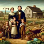 illustration of Franklin, Nancy, and their children